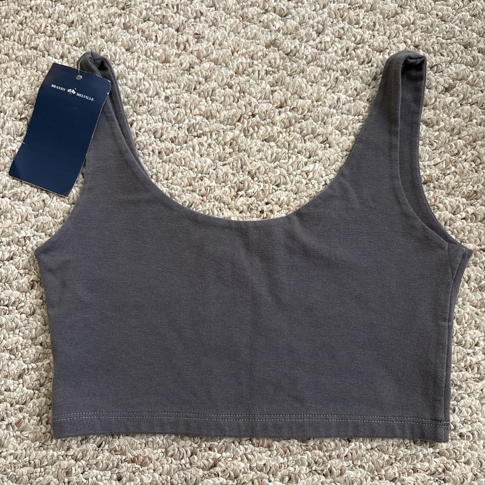 Brandy Melville Charcoal Gray Cropped Tank Top